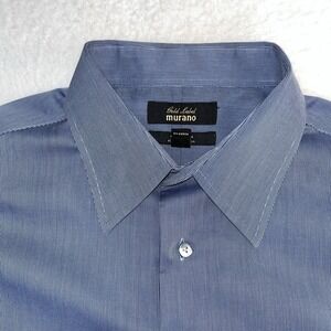Murano Shirt Men's Blue 17 34 Long Sleeve Non-Iron Cotton Button Office